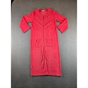 Cuddledown Jumper Robe Womens M Coral Pink 100% Pima Cotton Zip Terry Lounge